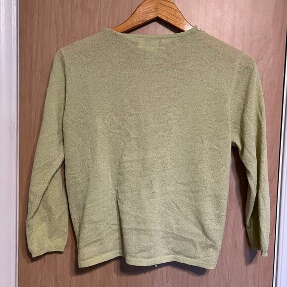 Vintage Green Lace Trim Tie Front Cardigan Cottage Coquette Small - Picture 2 of 4